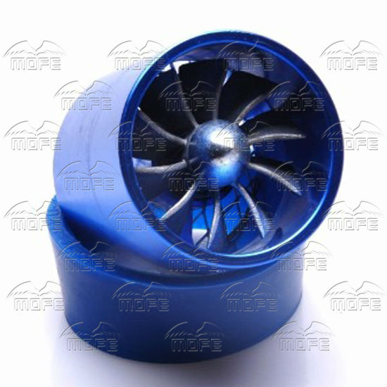 Universal Aluminum Single Propeller Turbo Air Intake Fuel Saver Fan With Mesh Blue 1