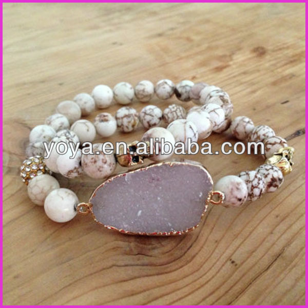 Skull Beaded Druzy Bracelet, Stretch Wrapped Bracelet.jpg
