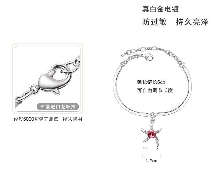 Fashion Jewerly / Starfish Bracelets /eleven color /Alloy finished byKC&rhinestone /Wholesale and retail/ES033 Free shipping