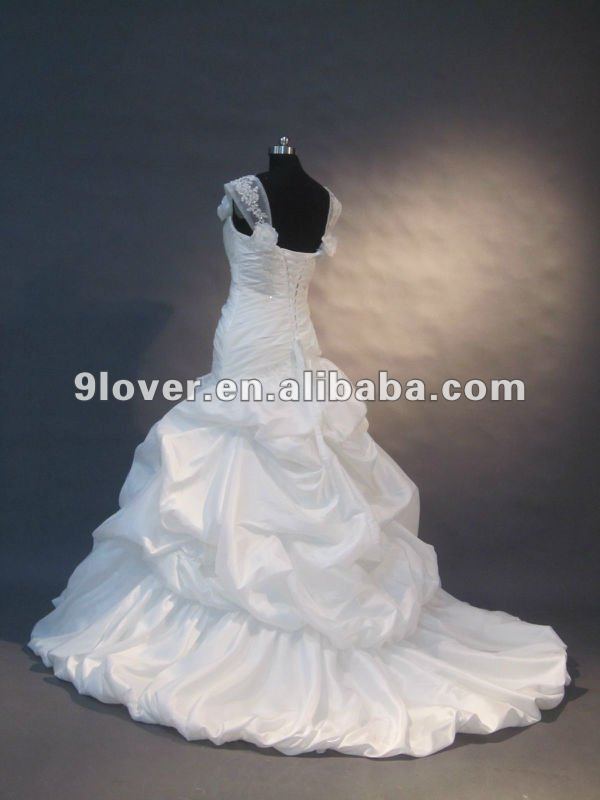2012 detachable cap sleeves lace bridal gown RU013 1fabrictulle
