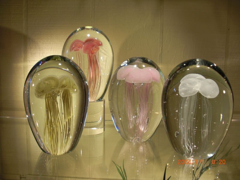 発光jellyfishes手吹きガラス、 暗闇で光るの文鎮、 暗闇で光るjellyfishesガラスの装飾問屋・仕入れ・卸・卸売り