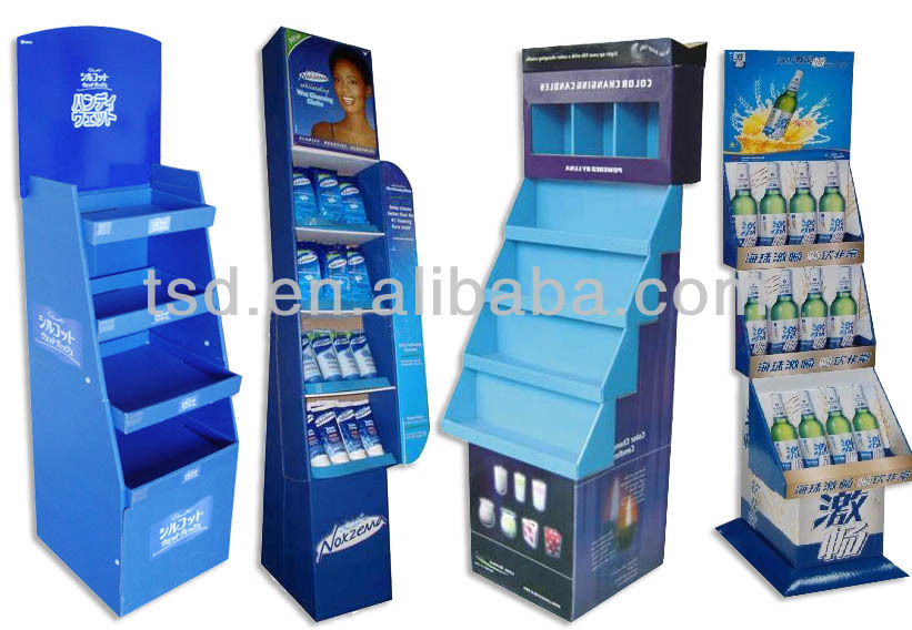 TSD-C676 Custom shop cardboard floor stand display unit/chewing gum display unit/paper display stand for chocolate