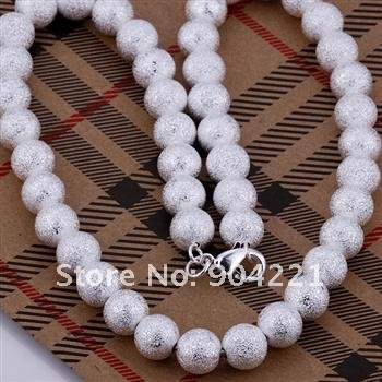 wholesale 5pcs/lot 925 SILVER 10mm Shine BALL NECKLACE 18