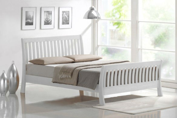 Gamma rustico in legno massello di rovere colore bianco letto ...