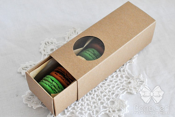custom print design kraft paper drawer box with window for cake