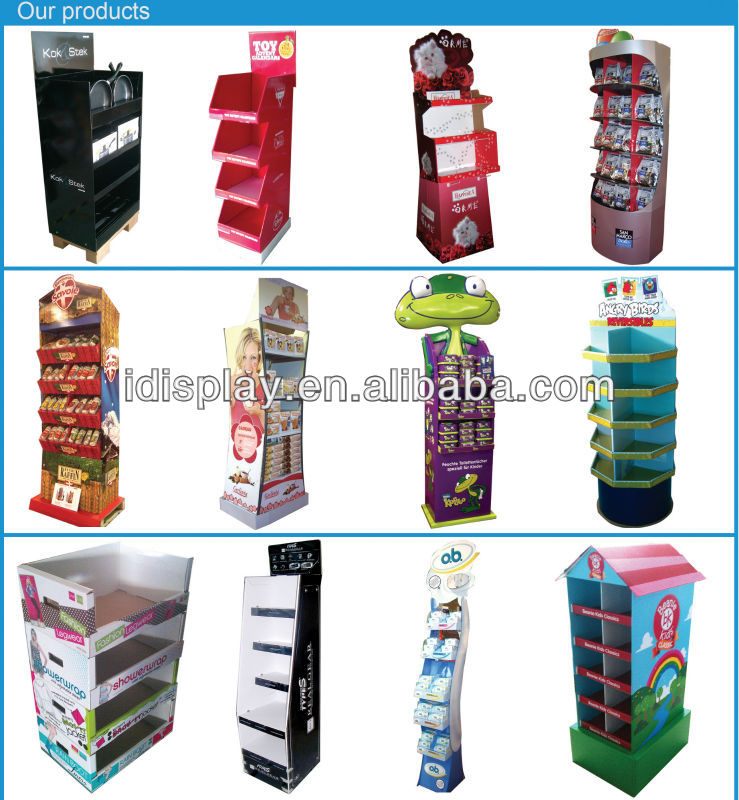 corrugated chocolate display rack for chocolate bar floor cardboard display rack