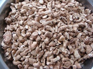 Dried shiitake mushroom stem and csp system for industrial material