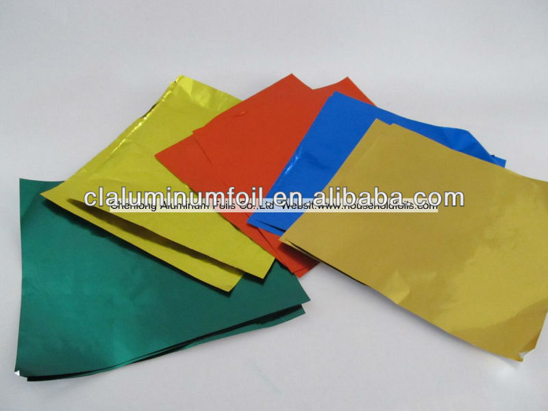 Chocolate foil wrapper with red color, embossing, for candy foil wrapper