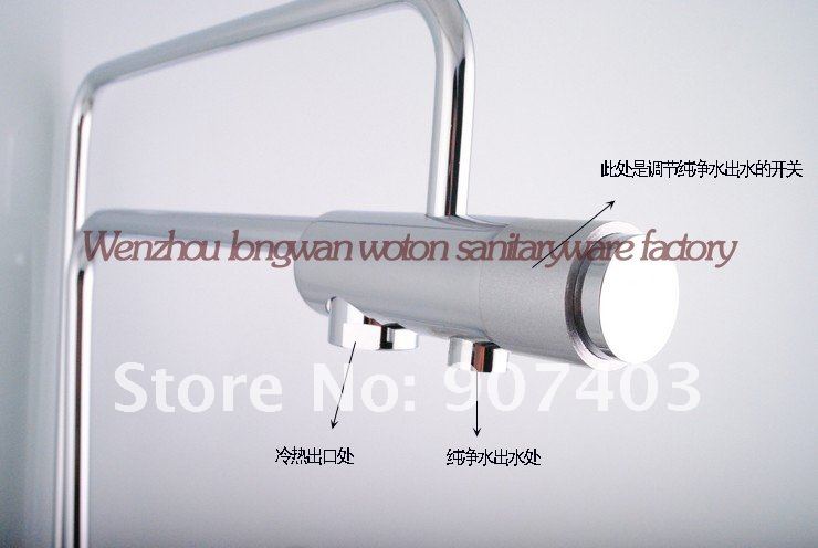 Free shipping wholesale modern chrome low lead 3 way kitchen sink mixer tap with pure water filter drinking water faucet 64101