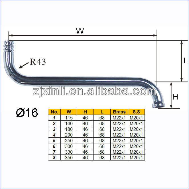 注ぎ口14mm径の台所の流しの蛇口、 真鍮/s。 sの材料のタップ注ぎ口、 s字型問屋・仕入れ・卸・卸売り