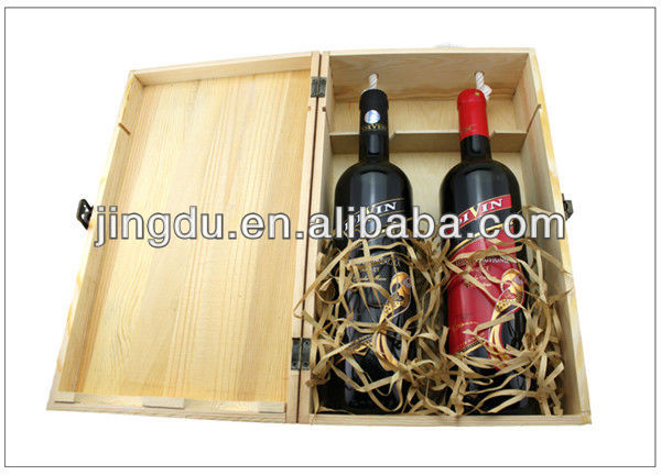 Unfinished Wooden Wine Packaging Box For 2 Bottles