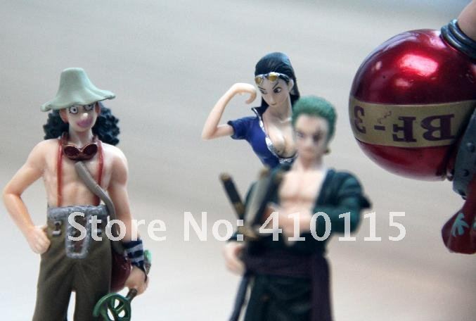 3·Chopper(2 piece):4cm 4·Robin:9cm 5·San ji:9cm 6·Zoro:9cm 7·Usoppo:9cm 8·Boa:9cm 9·Franky:12cm. Conversion: 2.54cm = 1 inch 100% Brand New Package include: