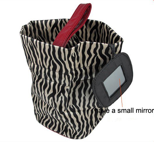 Fashion zebra-stripe cosmetic bag lace-up lady&#39;s makeup bag For Sale 