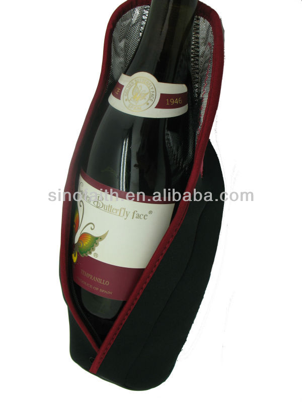 With sliver paper neoprene red wine cooler holder