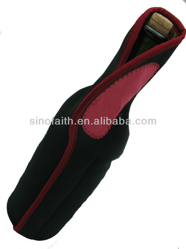 With sliver paper neoprene red wine cooler holder