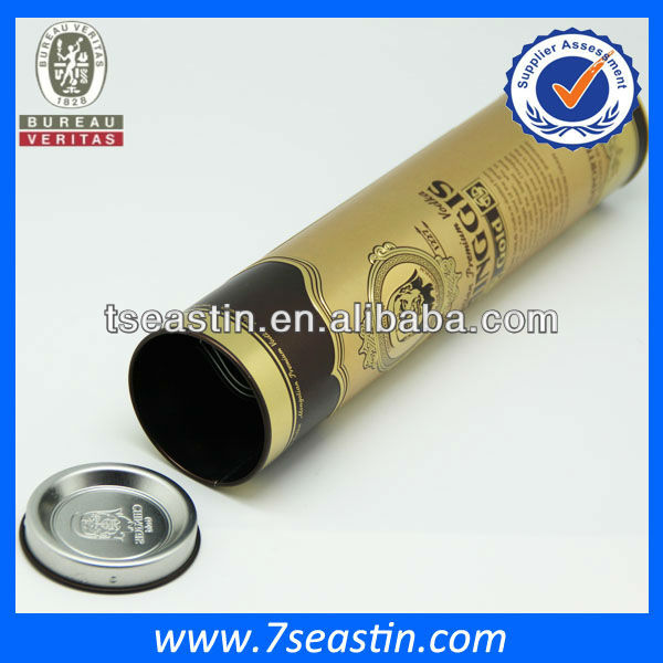cylinder festival red wine tin box packing christmas gift tin can