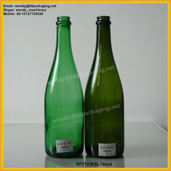750ml dark green color champagne glass bottle (BF7123CD)