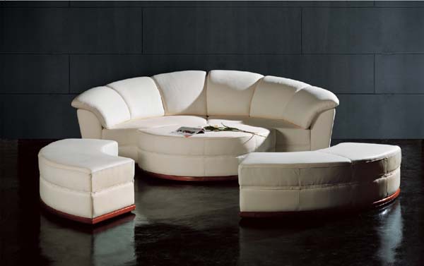 Home Furniture Modern Round Leather Sofa Bed JB335