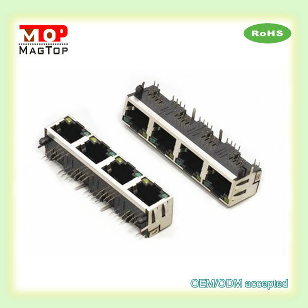 10/100ba<em></em>se-txマルチポート( 1x4の) rj45コネクタ? rj45コネクタモジュラーpcbジャックコネクタ仕入れ・メーカー・工場