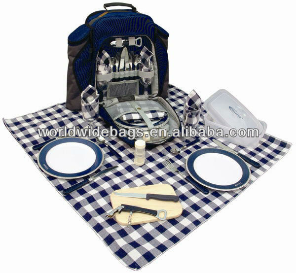 ピクニックバッグ、 丸みを帯びたのピクニックバッグのセットのために2人のジッパー付き、 プロモーションのピクニックバッグ仕入れ・メーカー・工場