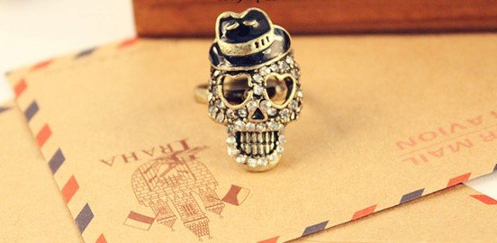 Skeleton ring,(mix order) Punk Fashion Rings Skull Head Pirates Caribbean For Cool/Band/Rock/Bar/Pub,Adjustable,Bronze,1143