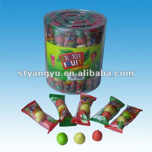 Fruit Shape Bubble Gum with Sour Powder filling
