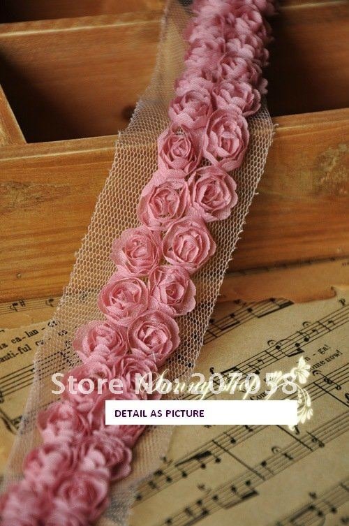 Free shipping DIY 3D double row flower lace tape & Ribbon tape