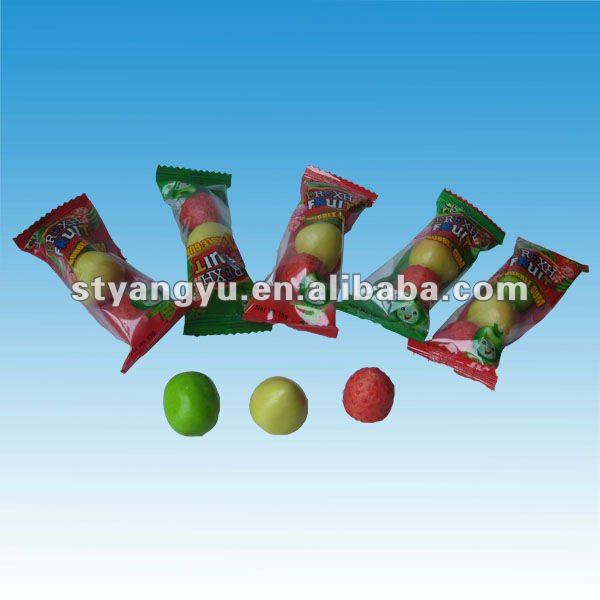 Fruit Shape Bubble Gum with Sour Powder filling