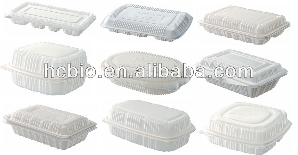 Corn starch 800ml 100% biodegradable disposable plastic lunch box with 3 compartments