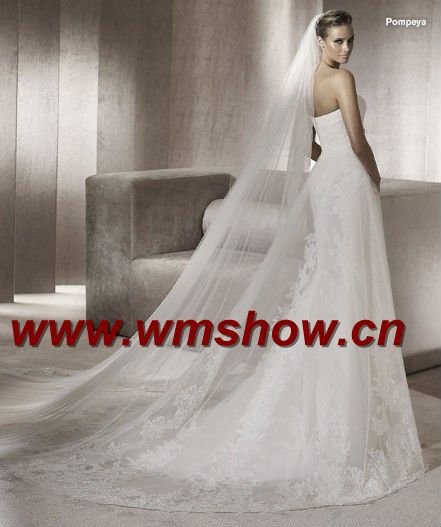 2011 Latest Style Beautiful Mermaid Strapless Irish Lace Wedding Dresses