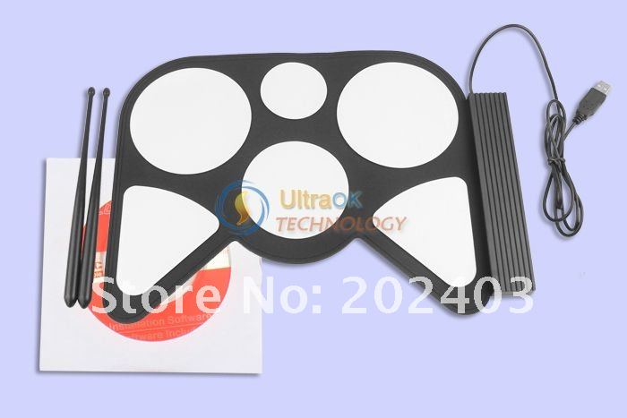 New USB 1.1 PC Roll Up Digital Electronic 6 Drum Pads Kit Set 256MB lightweight portable white&black New USB 1.1 PC Roll Up Digital Electronic 6 Drum Pads Kit Set 256MB lightweight portable white&black
