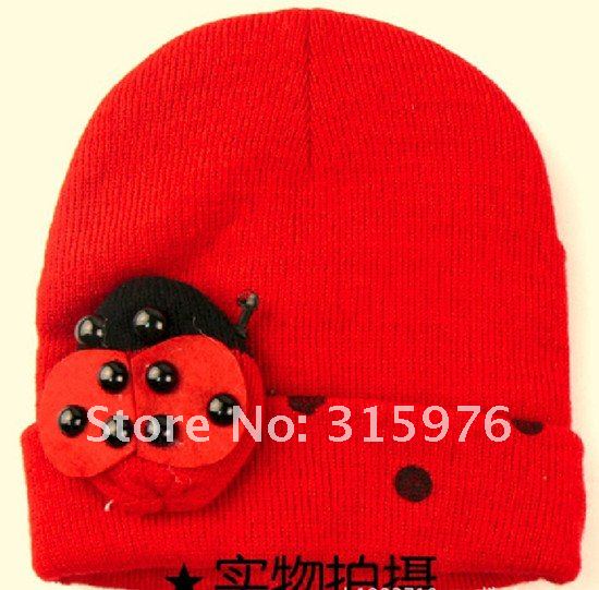High quality lovely Beetle scarves hat set children wool scarf knitted