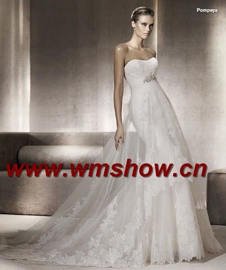 2011 Latest Style Beautiful Mermaid Strapless Irish Lace Wedding Dresses
