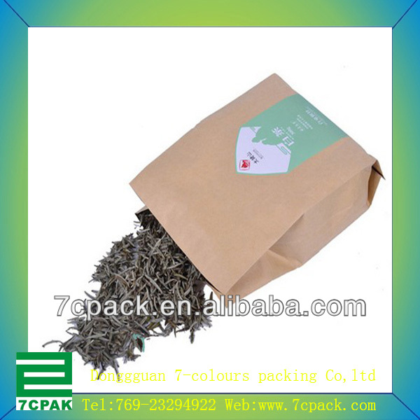 resealable kraft paper bag wholesale/kraft paper bag for tea/paper tea bag
