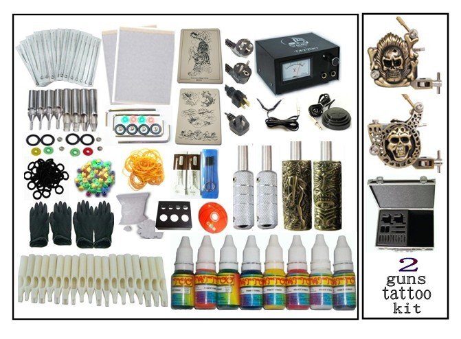 2guns tattoo kit Empaisitc tattoo guns 50 pcs tattoo needle