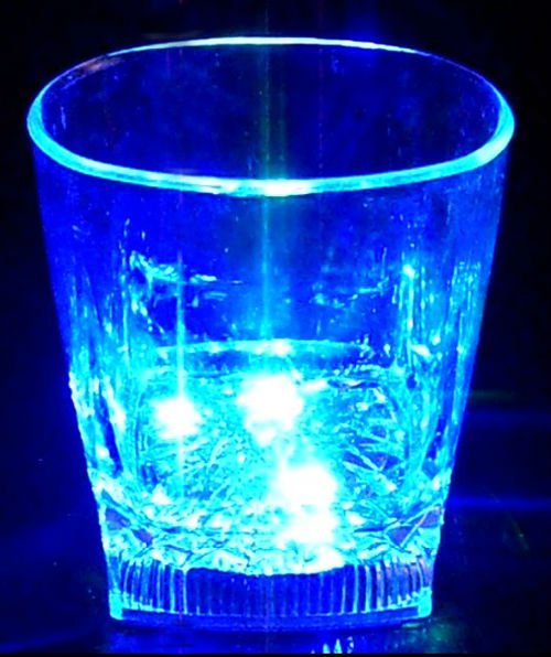 rainbow-color cup Water Activated LED Light-Up blinking Flashing Rocks Glass Barware Lamp Drink Cup