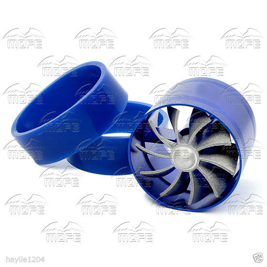 Universal Aluminum Single Propeller Turbo Air Intake Fuel Saver Fan Blue 2