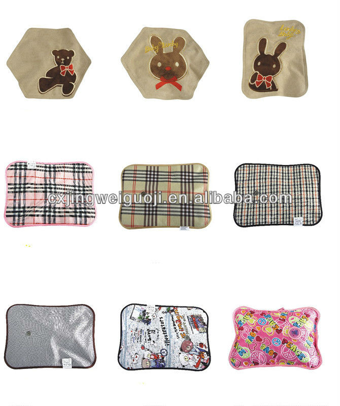 custom made large rechargeable electric medical hot water bottle with super soft cover in pillow shape CE ROHS certified