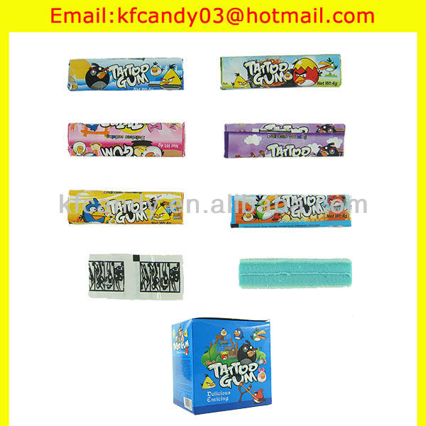 4cm bubble gum with tattoo paper candy