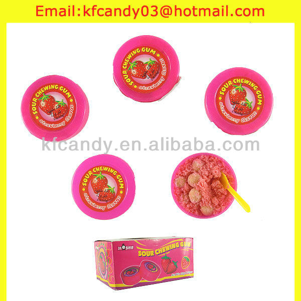17g sour powder round sour powder bubble gum strawberry flavor