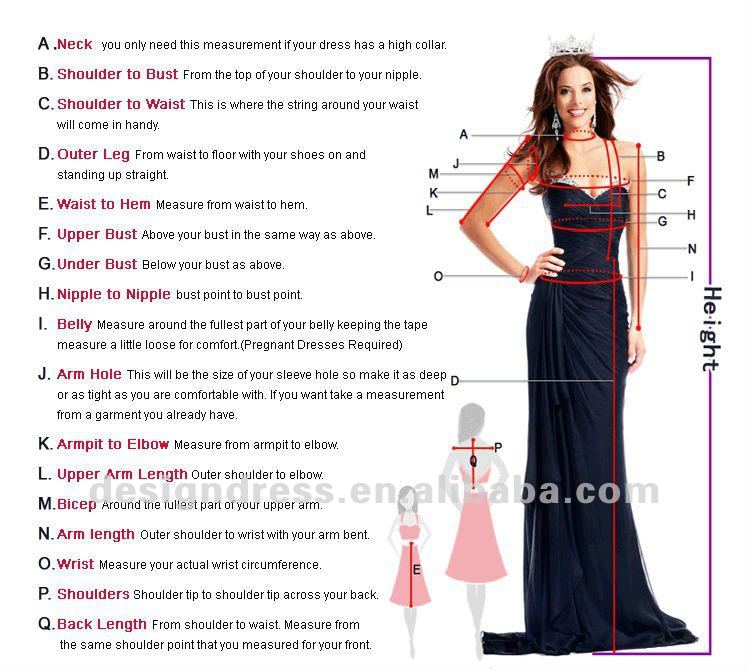how to measure a wedding dress
