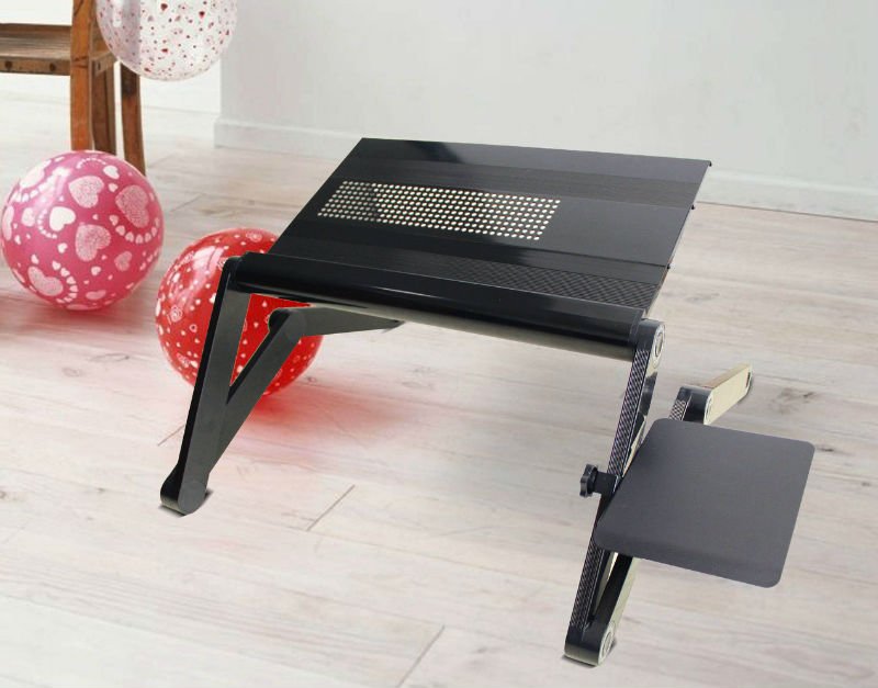 Adjule Vented Laptop Table Computer Desk Portable Bed Black 7 Jpg