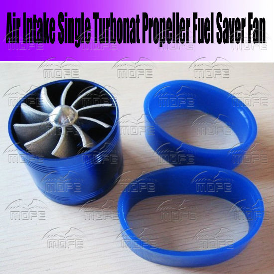 Universal Aluminum Single Propeller Turbo Air Intake Fuel Saver Fan Blue image055