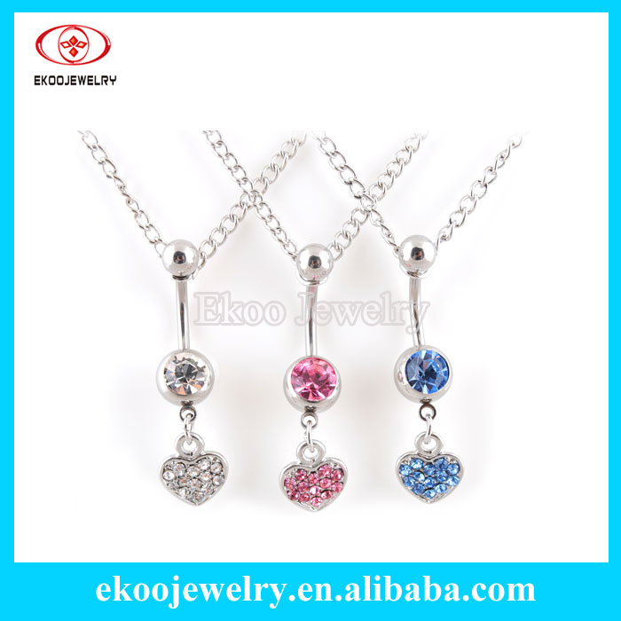 Y14022815Heart Gem Multi-paved Dangle Belly Chain.jpg