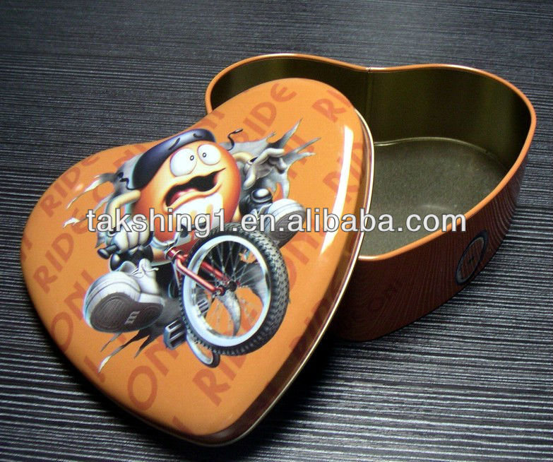 heart tin box for chocolate