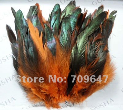 Free Shipping! 100pcs/lot 6-8" Natural Orange Colour Dyed Rooster feathers,cock feather