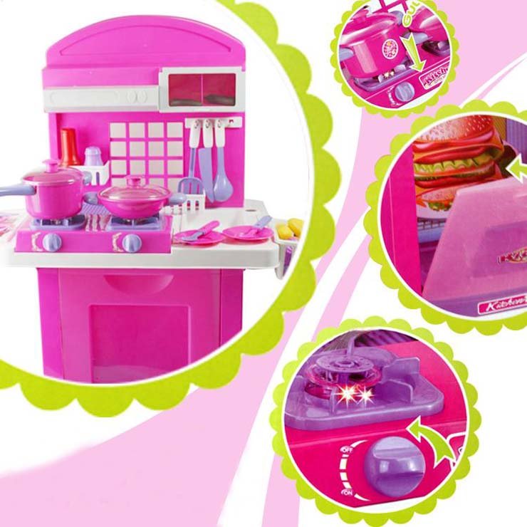 Ht238855a Toys Kitchen Set Kids Emulational Cupboard With All Sorts Of