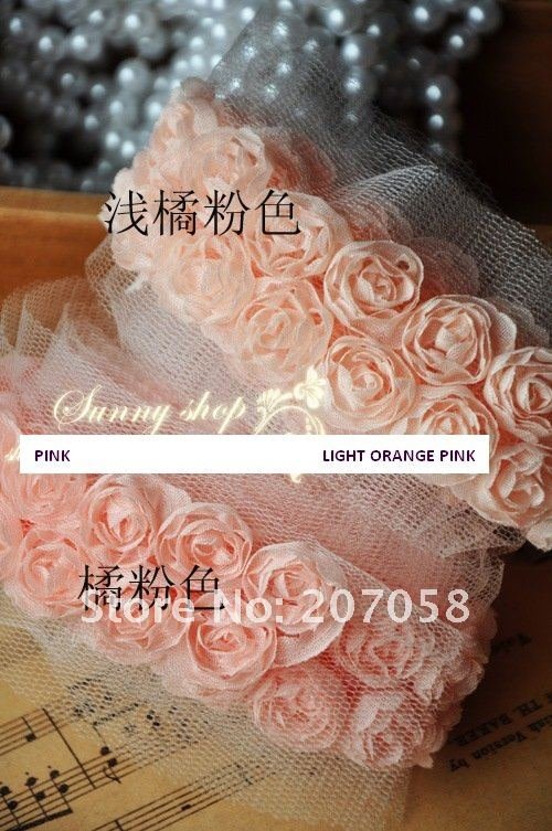 Free shipping DIY 3D double row flower lace tape & Ribbon tape