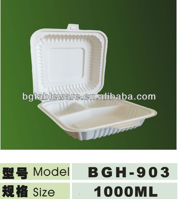 corn starch biodegradable 3compartment food container