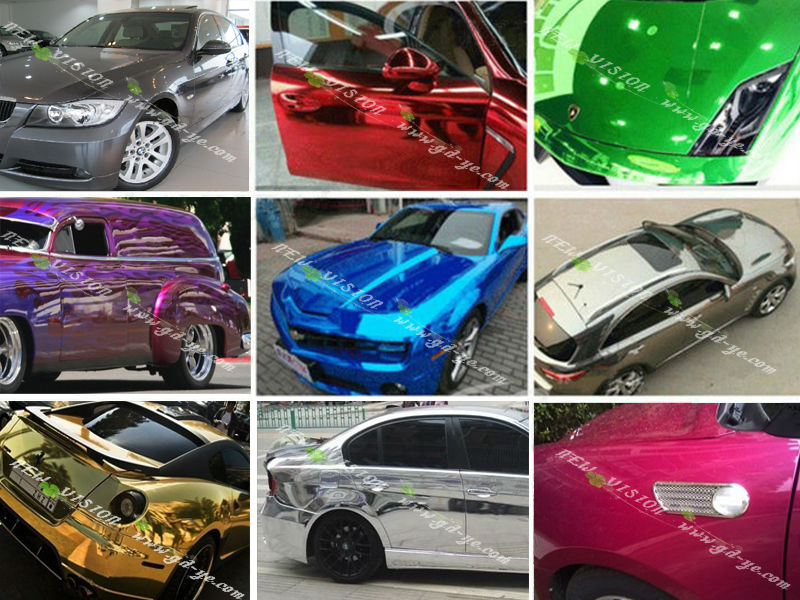 メタリックビニールの車ミラークロームクロムラップ、 クロム箔ロールをカバーする、 反射カーラップビニールステッカー1.52*30m問屋・仕入れ・卸・卸売り